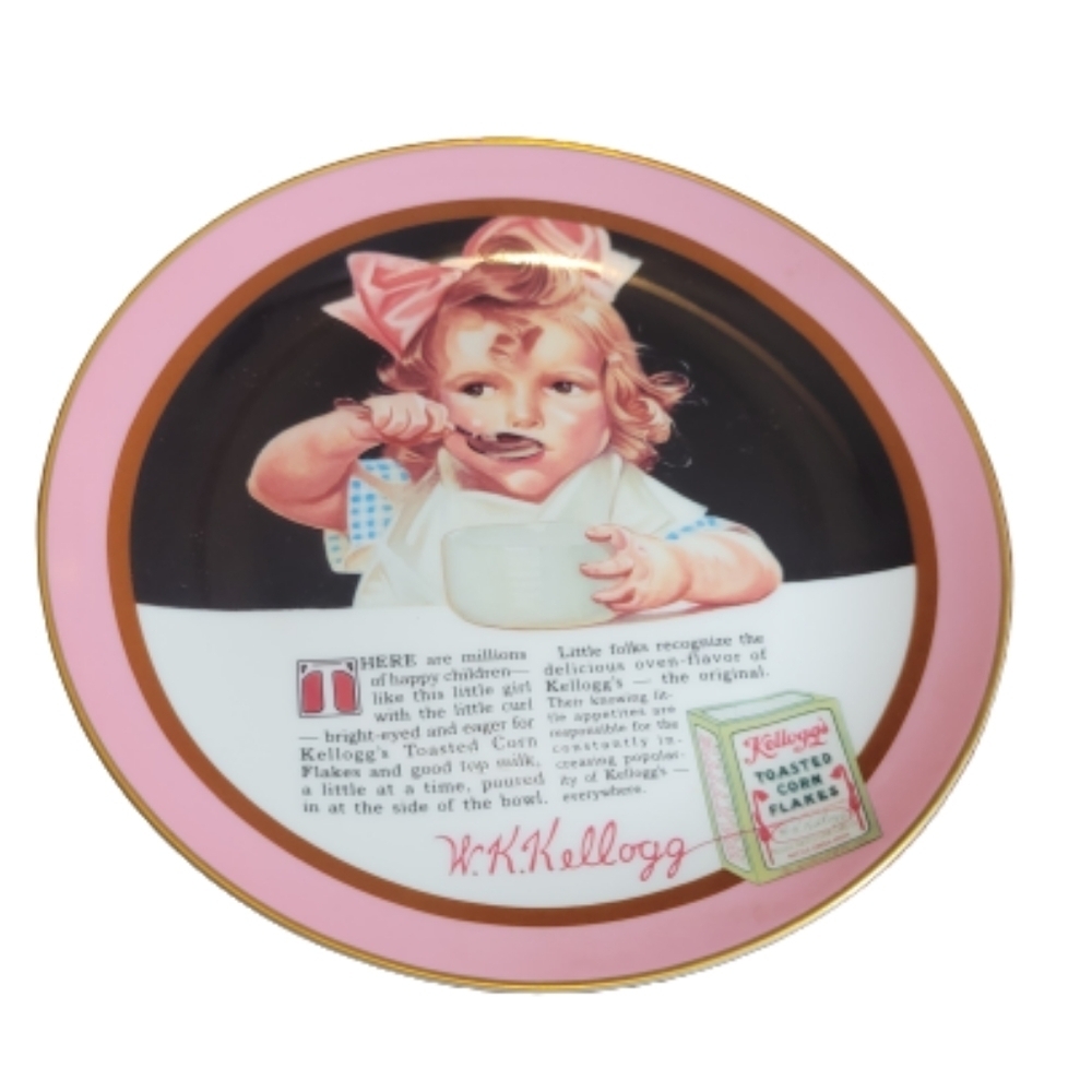 Kellogg's Plate Girl With the Pink Bow" Nostalgia 1988 limited edition collector